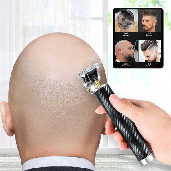 

t9 retro oil head hair clipper salon carving mark push white electric 220119