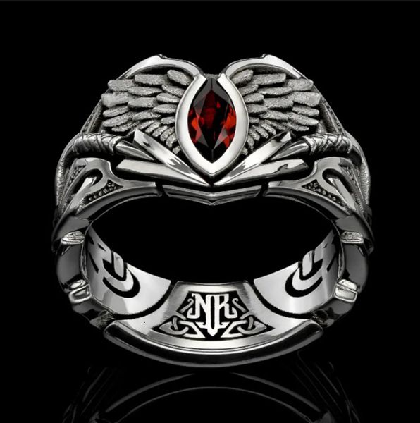 

ring cayi dark gothic wind red devil eye falling angel wing, Silver