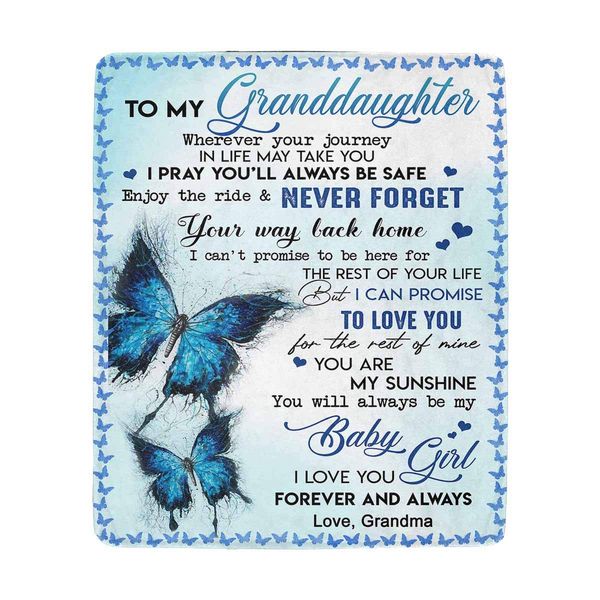 

personalized custom to granddaughter text fleece blanket throw blue lion plush throw blanket fuzzy ultra-soft blanket 40"x50"