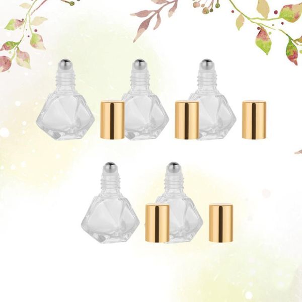 

storage bottles & jars 5pcs five-pointed star shaped roll-on bottle essential oil glass subpackaging perfume golden (5ml)