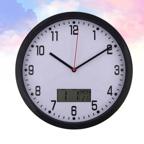 

wall clocks 1pc 10 inches hanging clock simple sitting room lcd display temperature humidity meter wa