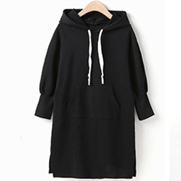 

girls dress autumn clothes big children solid color casual hooded sweater warm clothing 210515, Red;yellow