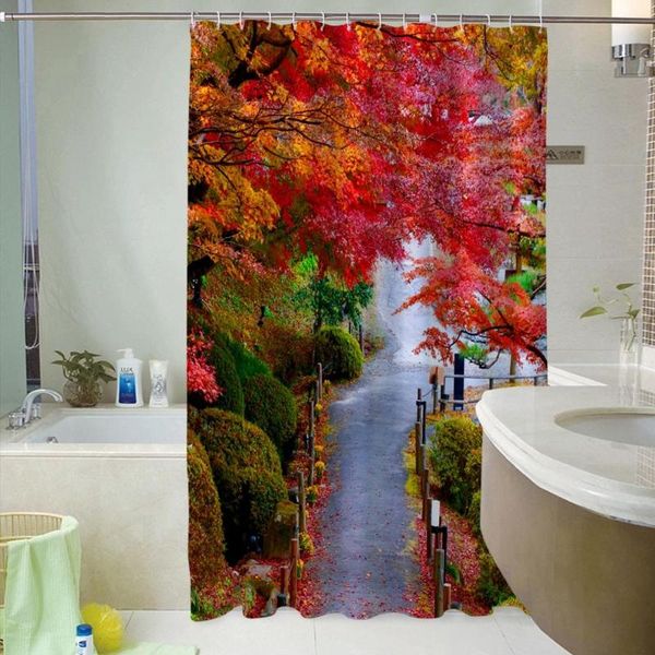 

printed shower curtain waterproof polyester fabric multiple sizes pink cherry blossom bathroom decor with 12 hooks curtains