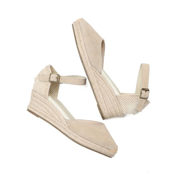 

sandals nice wedges genuine open solid sapato feminino women's elastic espadrilles wedge flatform casual sandal, Black