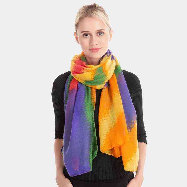 

rainbow scarf new women voile shawl long striped print sarongs hijab beach swimsuit cover up bikini scarf pareo bufandas y1108, Blue;gray
