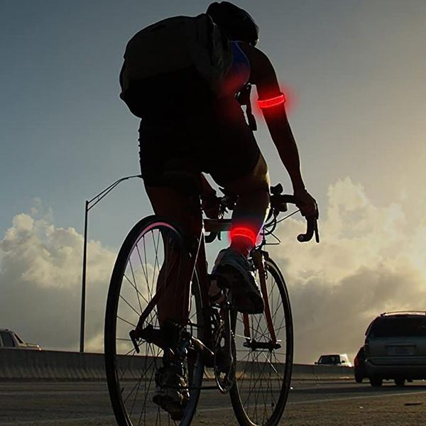 

outdoor sports night running armband led light safety belt arm leg warning wristband cycling bike bicycle party luces bicicleta elbow & knee, Black;gray