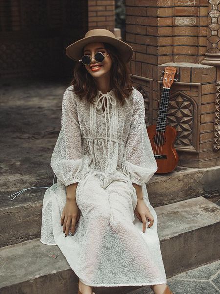 

casual dresses spring autumn winter dress women korean sweet burnt velvet floral loose all-match milky white midi vestido, Black;gray
