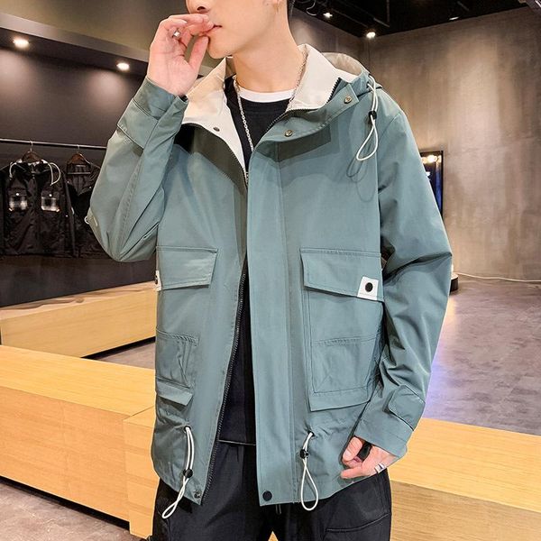 

men's jackets workwear jacket men's 2021 spring and autumn korean version of the trend student casual hooded top, Black;brown