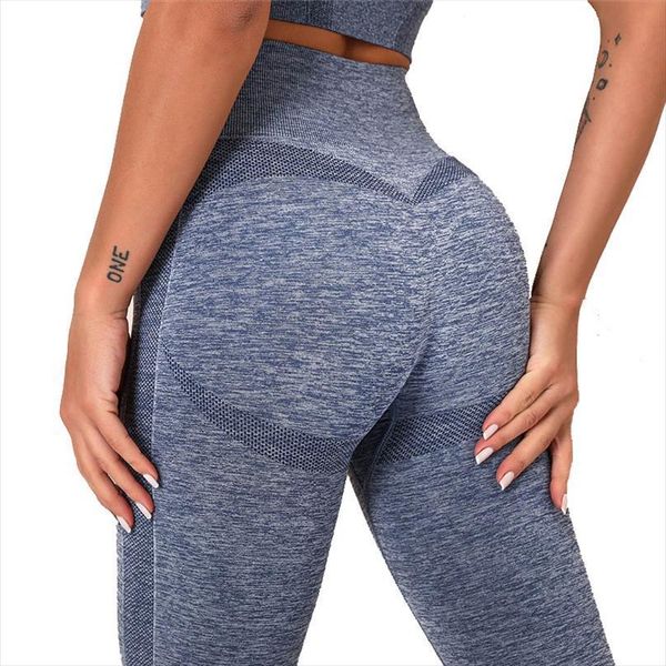 

seamless high waist womens leggings bubble butt fitness push up for slim elastic knitted spandex 25% leggins, Black
