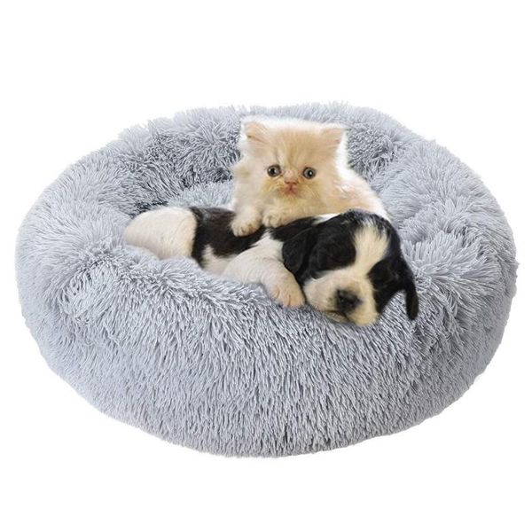 

dog bed long plush donut pet house for samll large dogs kennel cat sofa beds mats cozy cushion (dia 70cm/l, grey) & furniture