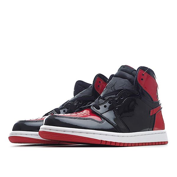 

jumpman 1 high og bred patent basketball shoes perfect endorsement of temperament the combination black and red with box