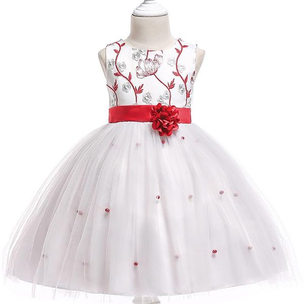 

girl's dresses girls embroidery flower dress children wedding party vestidos 2021 summer chirstmas costume formal boutique kids clothin, Red;yellow
