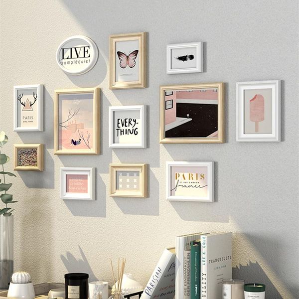 

frames and mouldings modern simple style light color wall hanging picture frame set 12pcs home decor wooden po combination
