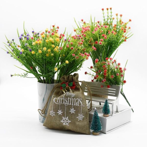 

decorative flowers & wreaths 5 forks 1 bundle artificial plants plastic spring grass starry wedding outdoor flower pot vases for home decora