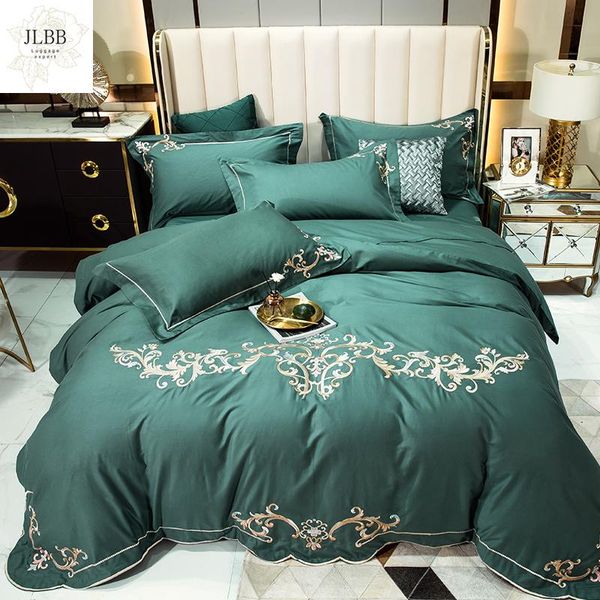 

bedding sets luxury green 600tc egyptian cotton chic embroidery set  king size duvet cover bed sheet pillowcases home textiles