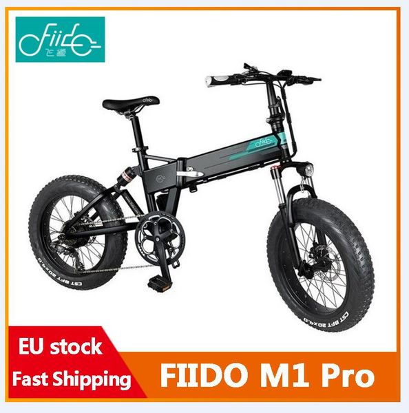 

[eu stock,no tax] fiido m1 pro electric bike 20 inch fat tire 12.8ah 48v 500w folding moped bicycle 50km/h speed 130km mileage range, Silver;blue