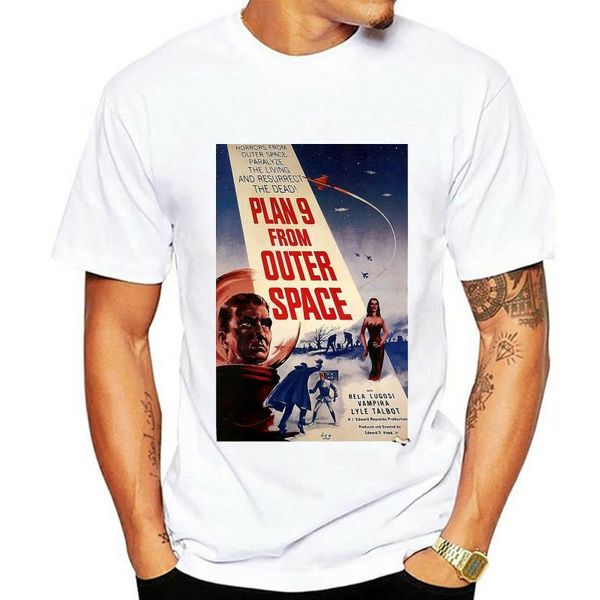 

men's t-shirts plan 9 from outer space t-shirt men t shirt, White;black