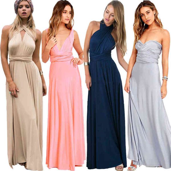 Mulheres Sexy Maxi Vestido Vermelho Infinito Longo Vestido Multiway DridesMAIDS Convertible Wrap Vestidos Vestidos Robe Longue Femme XXL Y1204