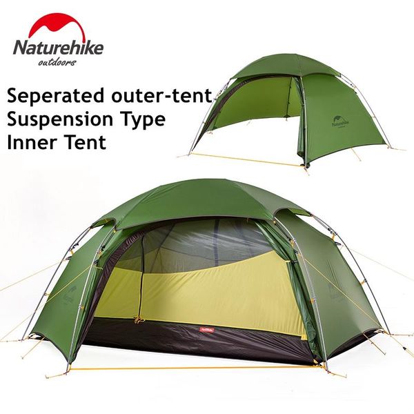 

naturehike tent 2 person 20d silicone fabric double layers with waterproof roof rainproof camping hexagonal ultralight tents and shelters