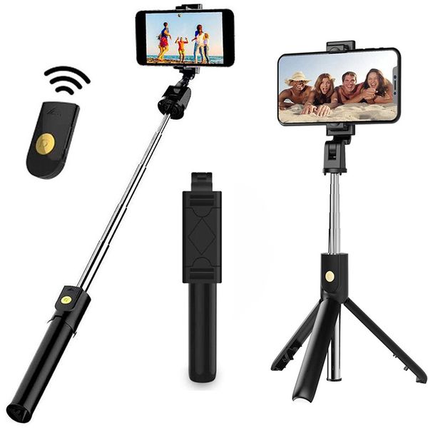 Bluetooth-compatível com selfie vara 3 em 1 tripé extensível de selfie vara com suporte de telefone de controle remoto compatível com Bluetooth