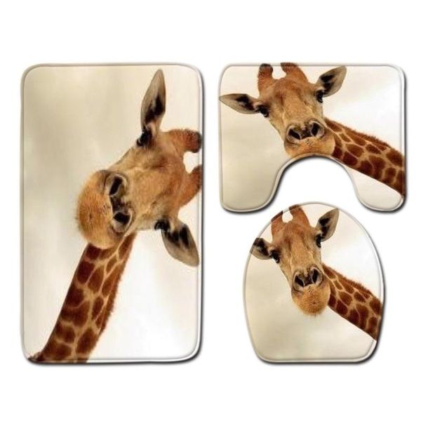 

bath mats cartoon elk frog animal pattern mat bathroom rug non-slip toilet lid cover three-piece set