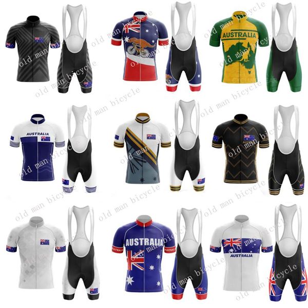 

racing sets 2021 australia cycling jersey set road mountain bike clothing mtb bicycle sportswear suit clothes, Black;blue