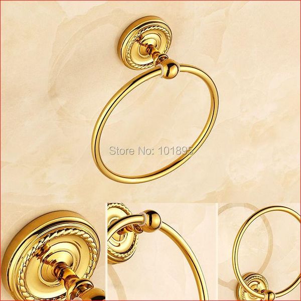 

- luxury gold color 3 models brass bathroom towel ring rings