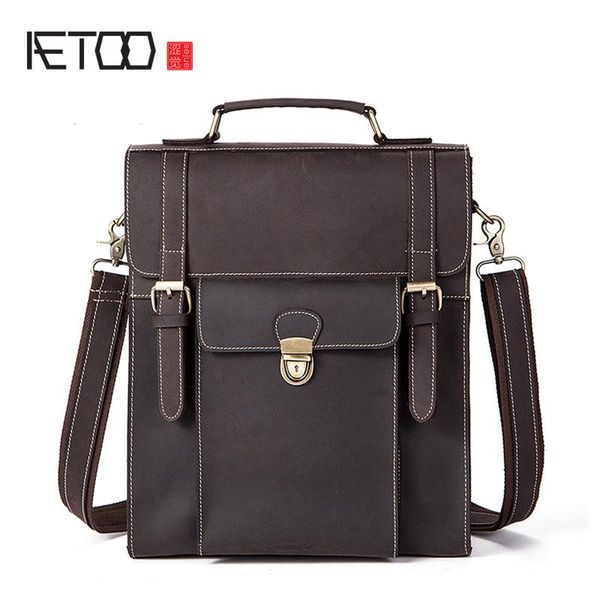 

backpack aetoo retro crazy horse leather men's bag multifunction student