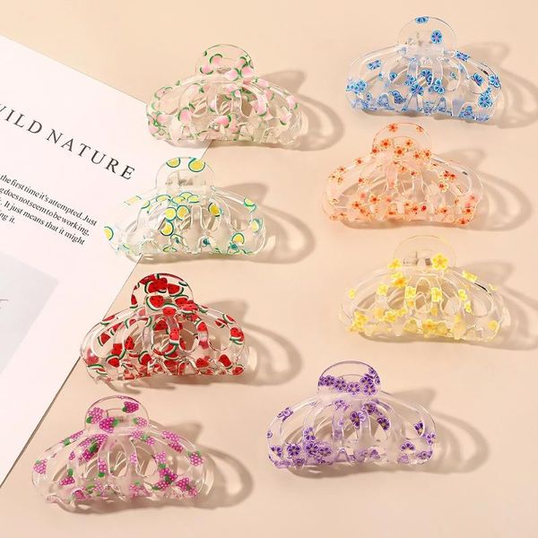

hair accessories fashion clips for women claw clip colorful fruit printing pattern crab girls