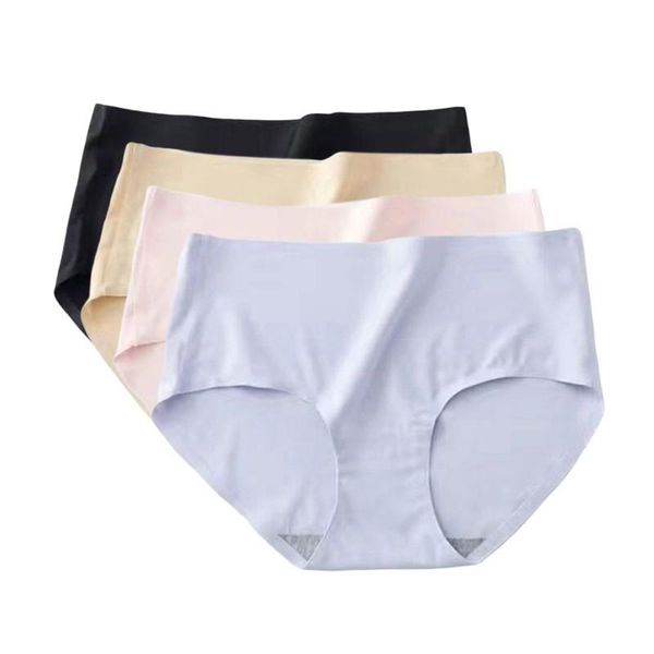 

women's panties ladies ice silk elastic seamless underwear women's one-piece breathable high-waist brief, Black;pink