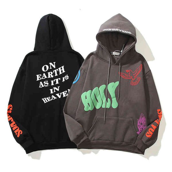 

hoodies kanye men's and women's three-dimensional printed hoodie jacket hip hop foam graffiti letter, Black