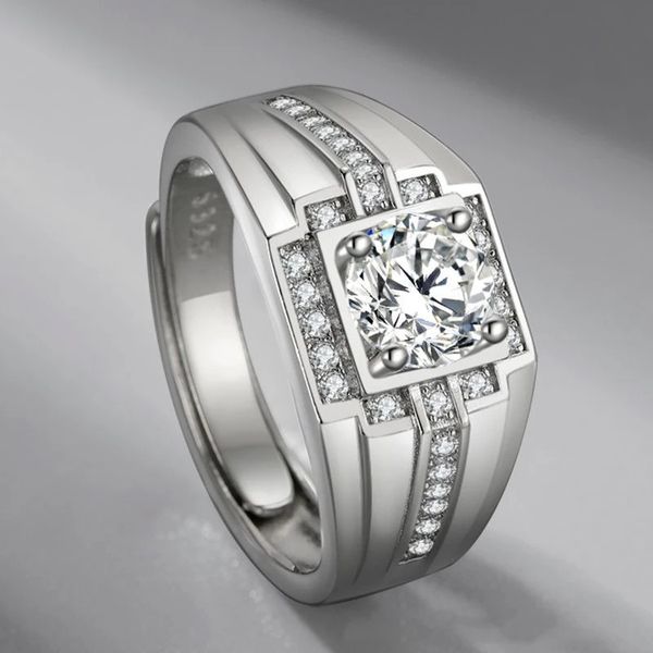 Novo S925 Silver Platinum Banhado Diamante Anel de Diamante Moissanite Homens Vivos Boca De Moda Proposta Noivado Anel de Noivado Presente do Dia dos Namorados