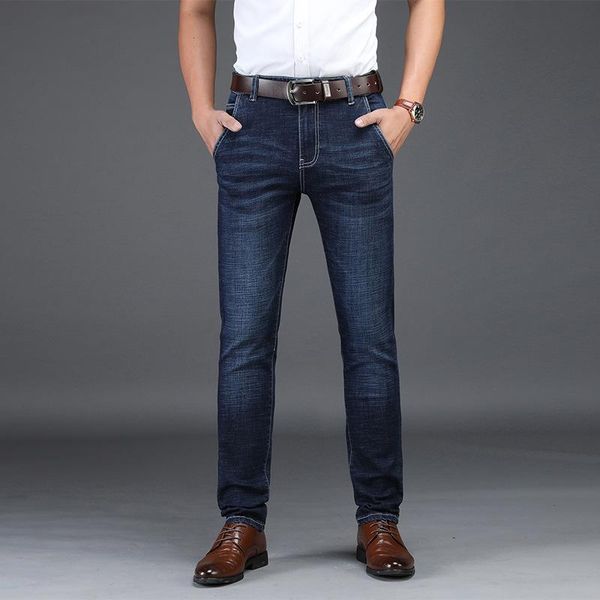 

men's jeans luren stock fashion classic style slim fit denim mens wear men for, Blue