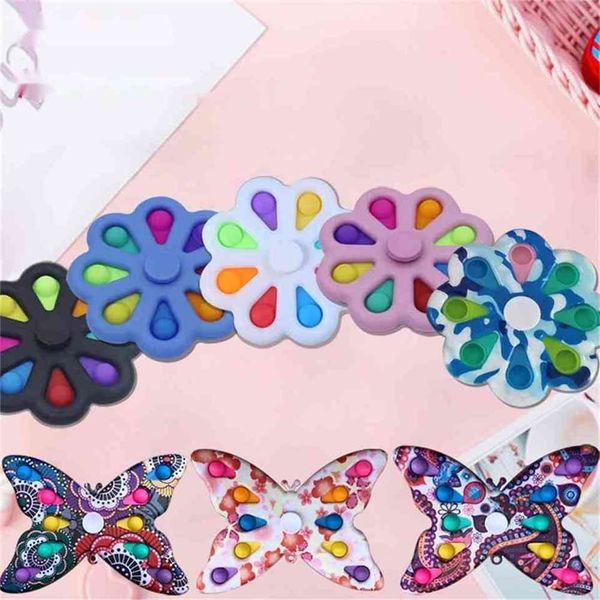 

sensory fidget toys push bubble pioneer bubble finger tip rotation camouflage children toy anti stress board butterfly shape color printing