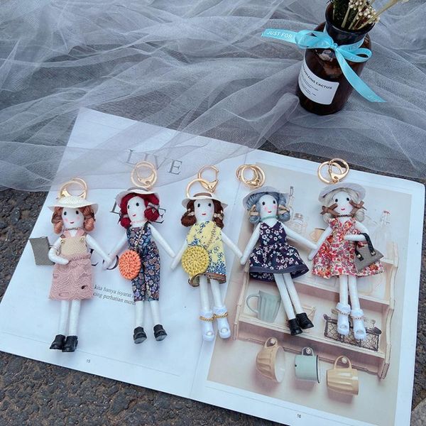 

keychains korean cute chain doll handmade fashion car key ring gift pendant for friend charm bag holder ornaments accessories chains, Silver
