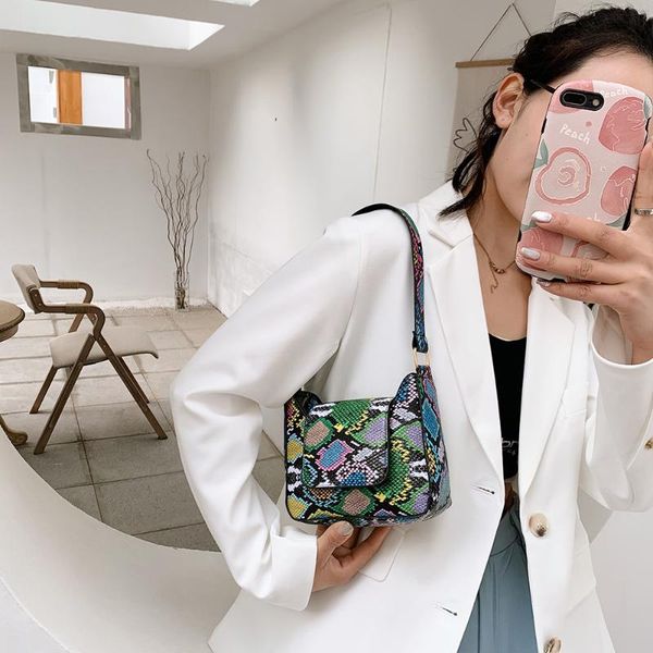 

evening bags vintage women's bag snake pattern printing shoulder underarm casual ladies pu leather small purses and handbags