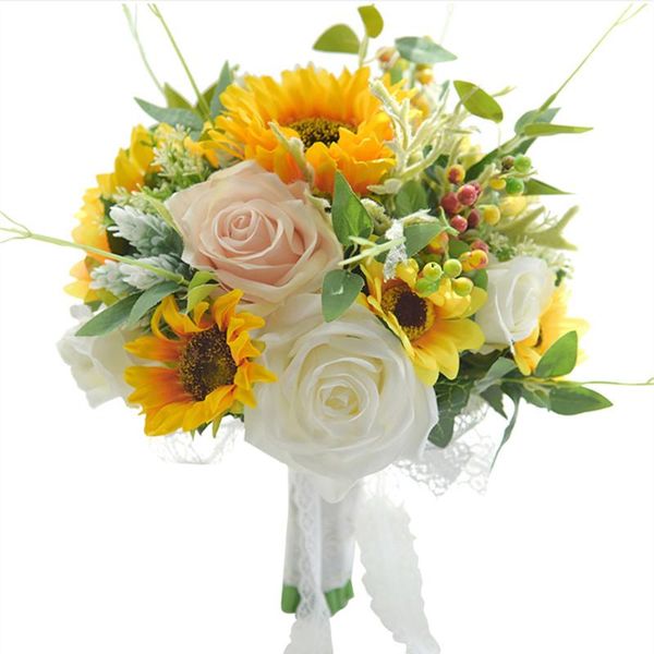 

wedding decorative flower artificial sun bride bouquet shooting props simulate holding flowers & wreaths