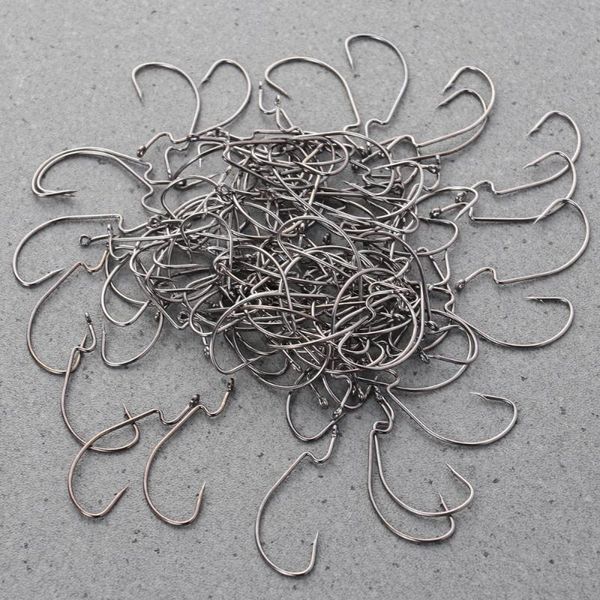 

fishing hooks 100 pcs high carbon steel perforated tackle for salt water fresh lak