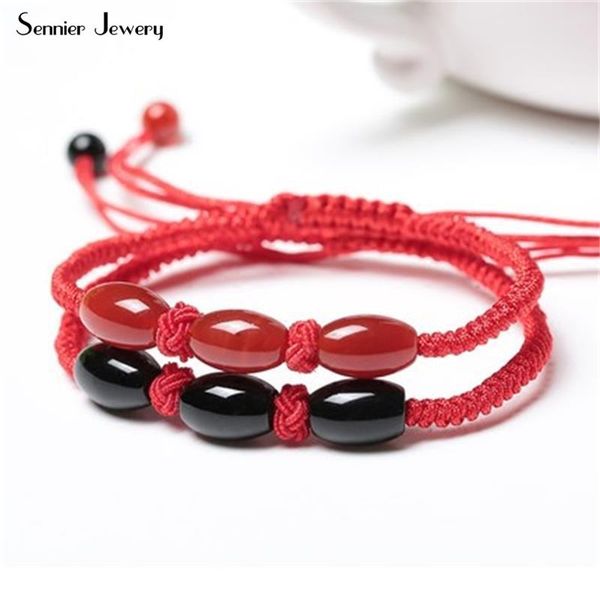 

charm bracelets sennier lover's red rope lucky women men stone beads bracelet hand knotted jewelry accessorie gift drop, Golden;silver