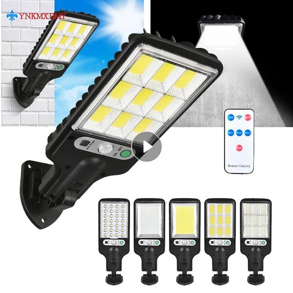 

solar lamps cob smd led street light waterproof pir motion sensor smart remote control lamp outdoor home garden security wall