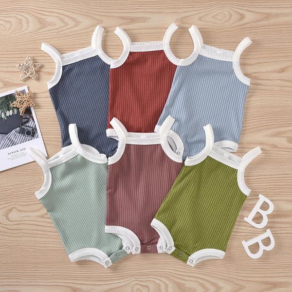 

rompers born infant baby boys girls solid rib suspenders romper jumpsuits clothes ropa niña meisjes kleding, Blue