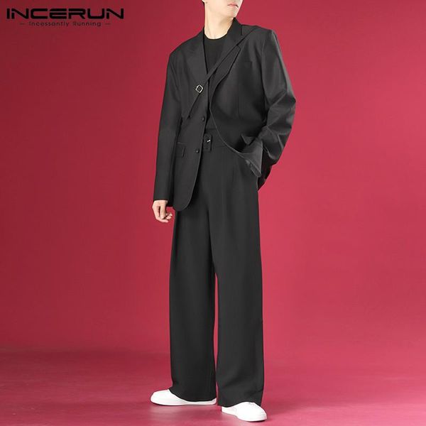 

men's pants incerun 2021 mens fashionable fashion street pant for men high waist wear loose trouser stylish wide leg 2colors s-5xl, Black