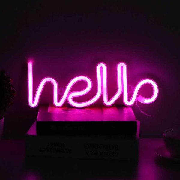 

night lights led neon sign hello letters light wall decor for wedding party usb/battery powered