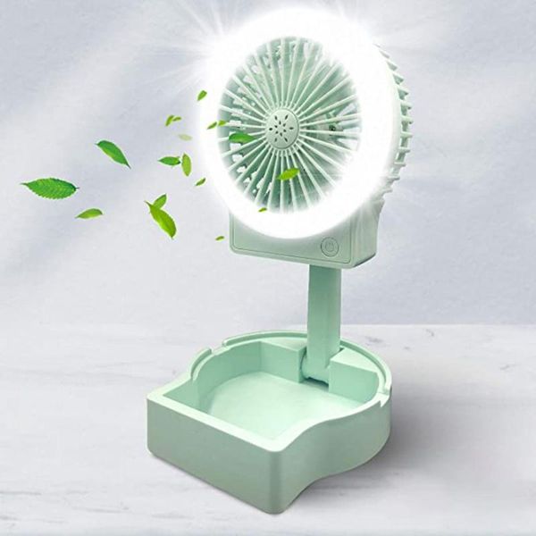 

electric fans usb handheld portable fan deskwith led light foldable