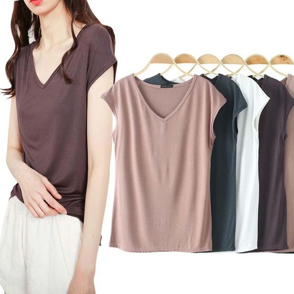 

women's t-shirt 2021 summer slim women casual solid colored short sleeve lady tees very soft w823, White
