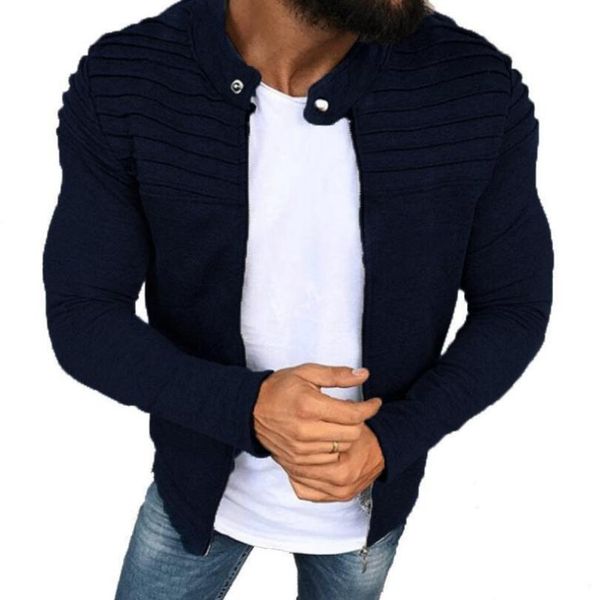 

men's jackets 2021 fashion sports casual men jacket men's autumn pleats slim stripe fit zipper long sleeve street wear cardigan coa, Black;brown