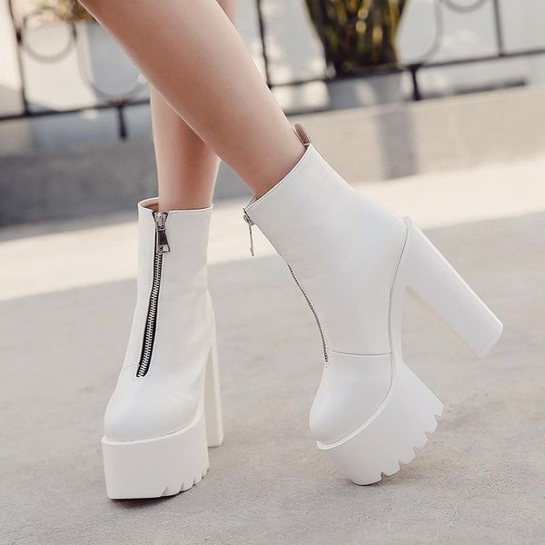 

boots european and american white nightclub dj bar ds performance shoes 15cm thick heel ultra-high platform women's single, Black