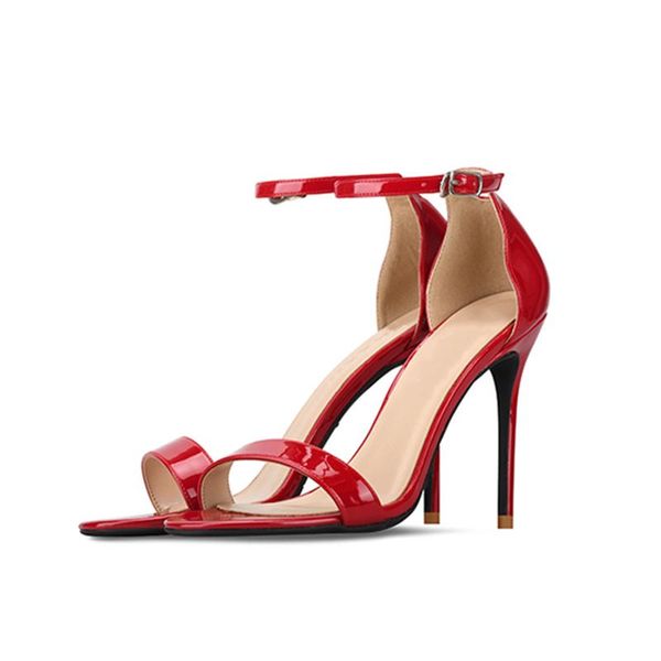 

dress shoes summer women's sandals patent leather 2021 heels sandal ladies luxury party wedding white red female, Black