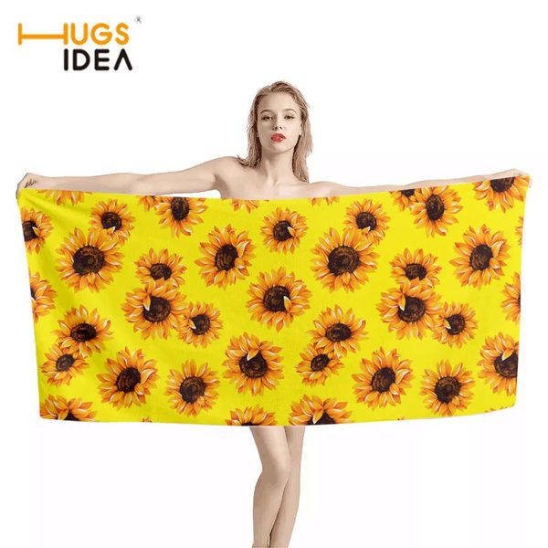 

towel hugsidea sunflower pattern print travel beach home bathroom shower for kids dry up hair face blankets