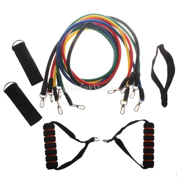 

11pcs/set yoga pilates latex tubing expanders fitness resistance band sets bands